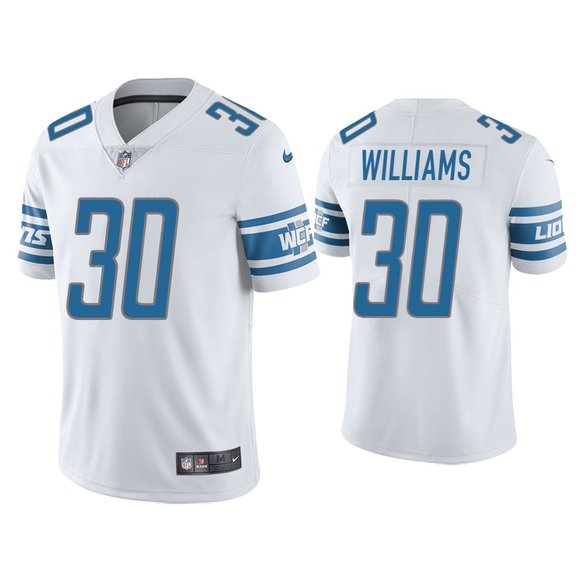 Men's Detroit Lions #30 Jamaal Williams White Vapor Untouchable Limited Stitched Jersey Men's Detroit Lions #30 Jamaal Williams White Vapor Untouchable Limited Stitched Jersey